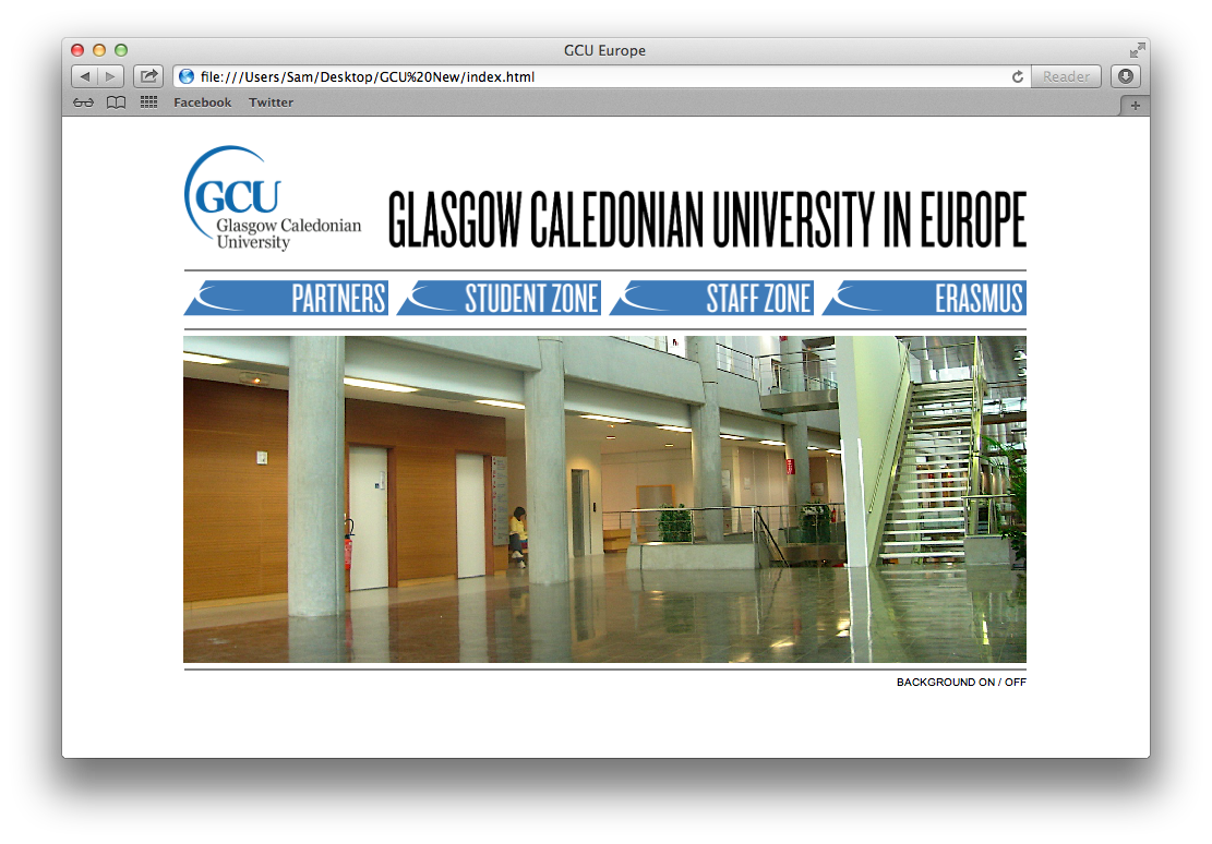 GCU Erasmus website screenshot 1